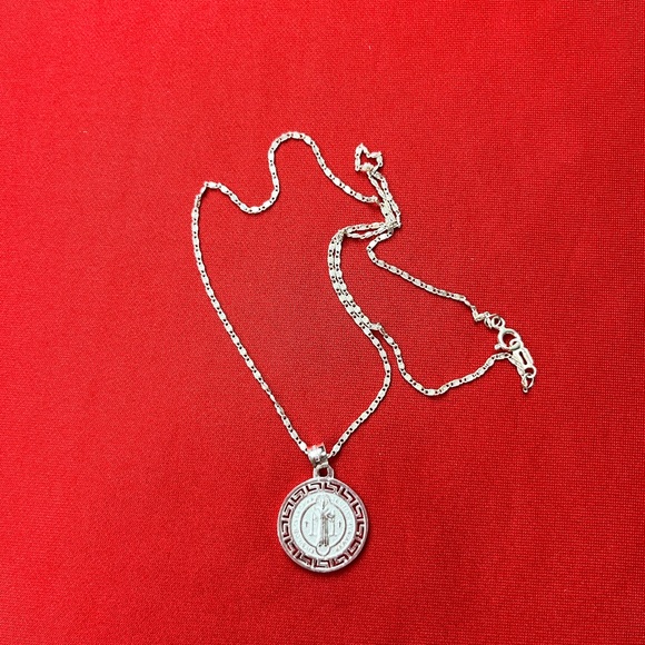 unbranded Jewelry - 925 Sterling Silver St Benedict‎ Catholic Medal and chain necklace